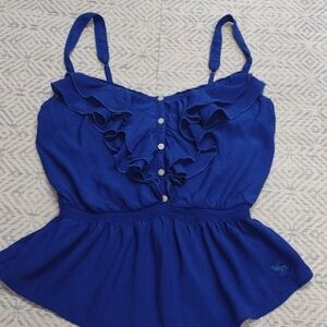 Abercrombie & Fitch 100%viscose Blue Ruffle Camisole Y2K, Babydoll Style, Beachy